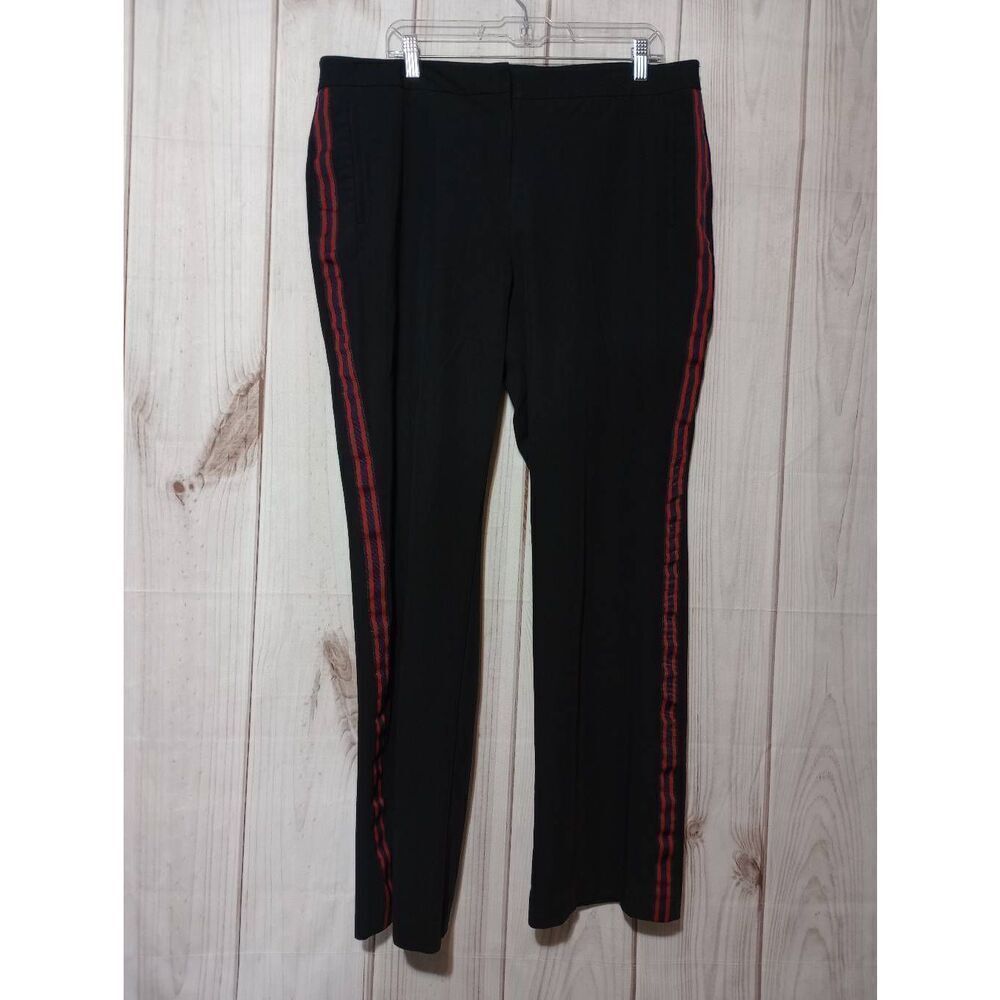 Worthington Pants Ladies‎ 18 Black Red Stripe Straight Leg
